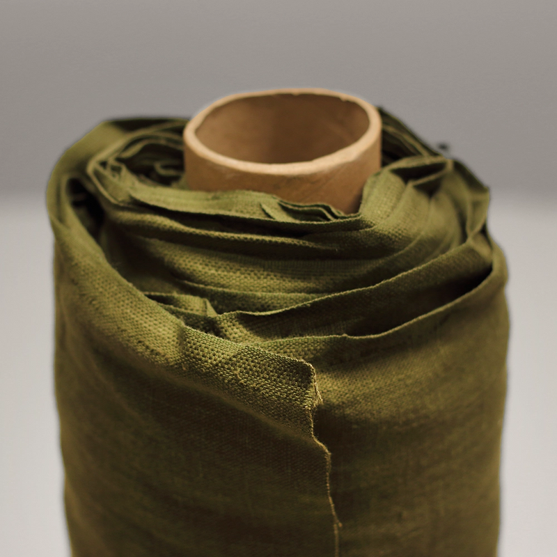 Linen fabric, olive green, width 145 cm, art. 004OG