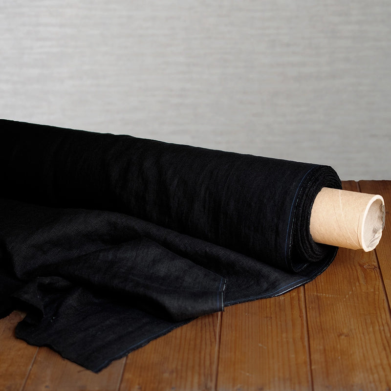 Linen fabric, graphite black, width 145 cm, art. 3-17