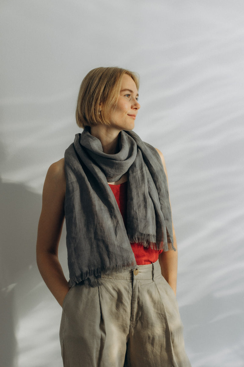 Linen Scarf dark gray