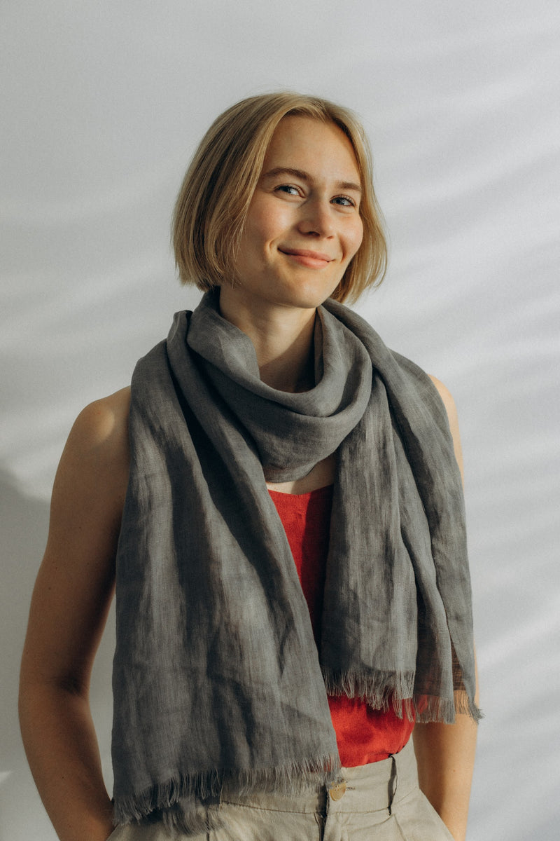 Linen Scarf dark gray