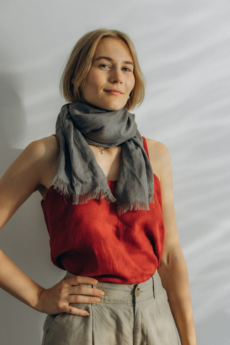 Linen Scarf dark gray