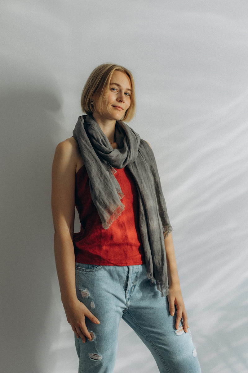 Linen Scarf dark gray