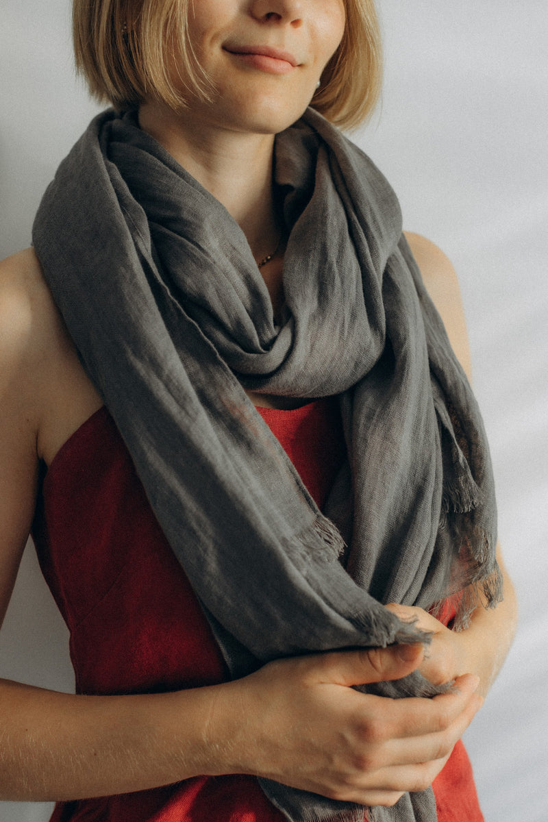 Linen Scarf dark gray