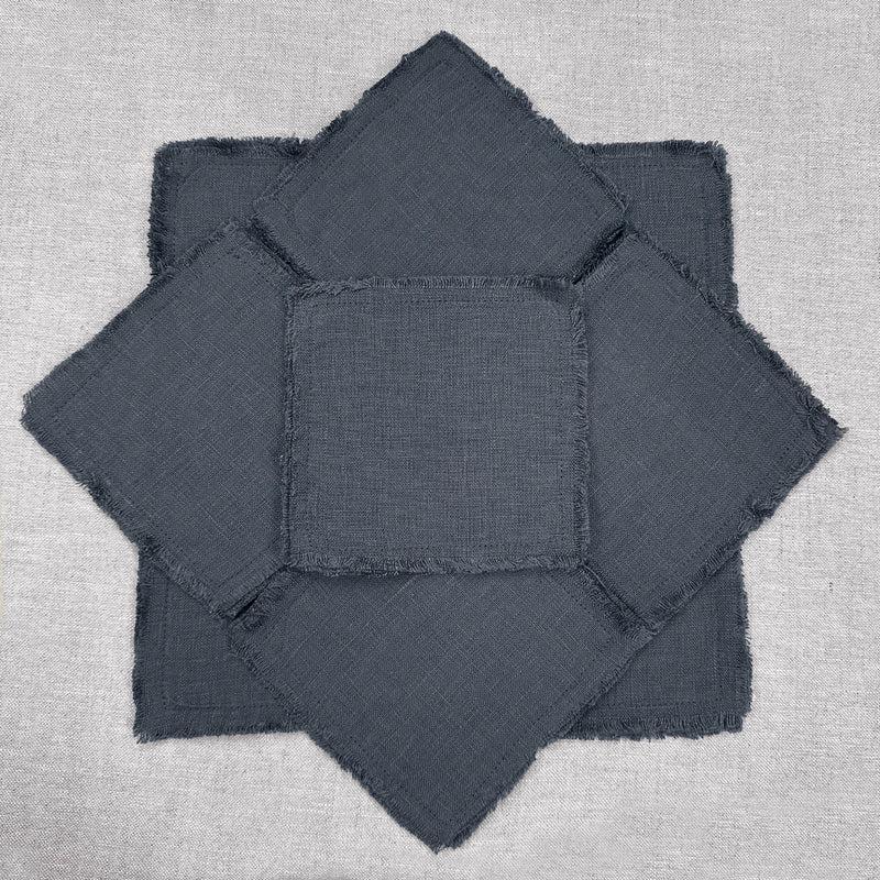 Linen coaster kit 9 pieces anthracite gray