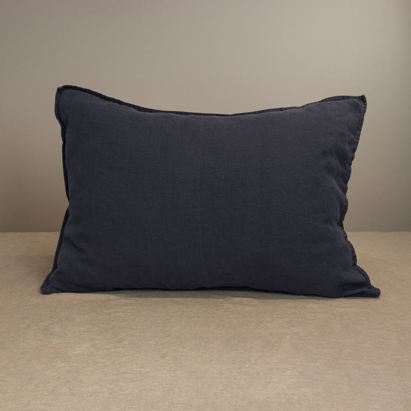 Linen pillow in anthracite gray pillowcase 1 cm edge