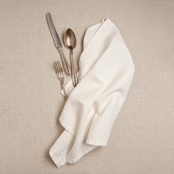 Waffle kitchen towel, white