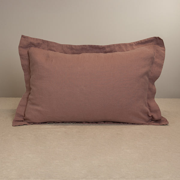 Linen pillowcase 5cm edge, desert rose